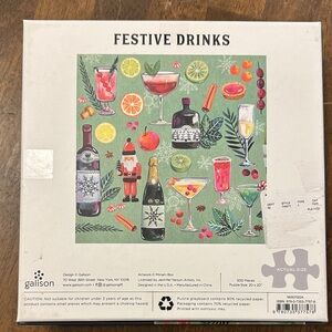 Galison Festive Drinks Puzzle - 500 Pieces - Multicolor